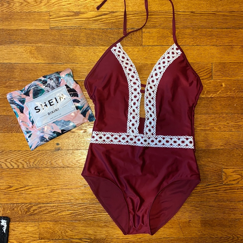NWT Maroon one piece cut out Bathing Suit